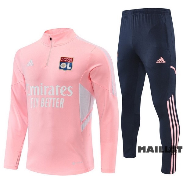Foot Maillot Pas Cher Ensemble Complet Sudadera Entrainement Enfant Lyon 2022 2023 Rose Noir