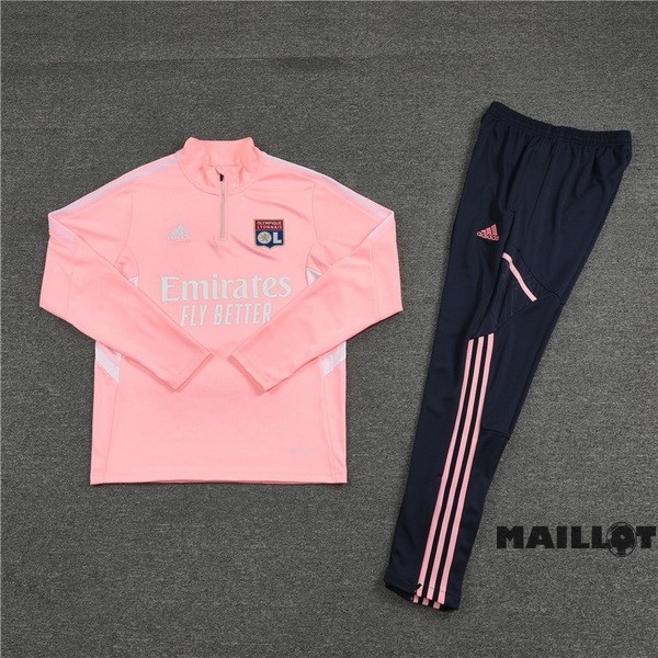 Foot Maillot Pas Cher Ensemble Complet Sudadera Entrainement Enfant Lyon 2022 2023 Rose Noir