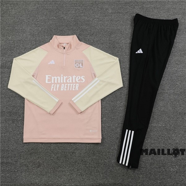 Foot Maillot Pas Cher Ensemble Complet Sudadera Entrainement Enfant Lyon 2023 2024 Rose Noir