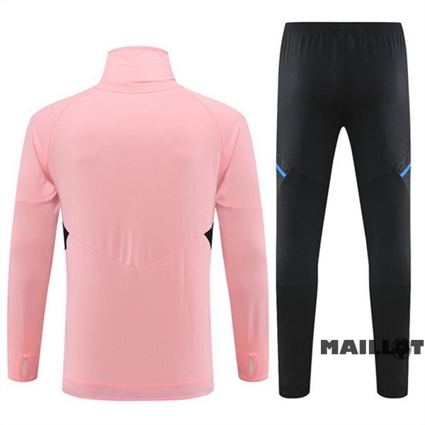 Foot Maillot Pas Cher Ensemble Complet Sudadera Entrainement Enfant Manchester United 2022 2023 Rose Noir