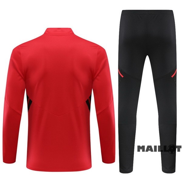 Foot Maillot Pas Cher Ensemble Complet Sudadera Entrainement Enfant Manchester United 2022 2023 Rouge Noir