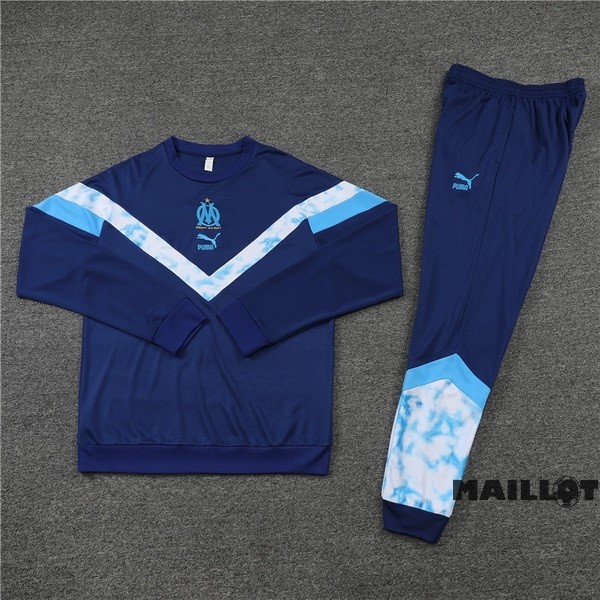 Foot Maillot Pas Cher Ensemble Complet Sudadera Entrainement Enfant Marsella 2022 2023 I Bleu
