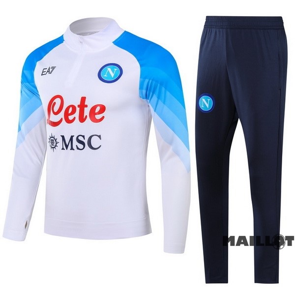 Foot Maillot Pas Cher Ensemble Complet Sudadera Entrainement Enfant Napoli 23 24 Blanc Bleu