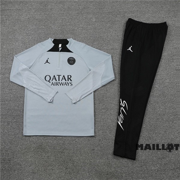 Foot Maillot Pas Cher Ensemble Complet Sudadera Entrainement Enfant Paris Saint Germain 2022 2023 Gris Noir
