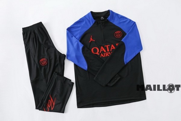 Foot Maillot Pas Cher Ensemble Complet Sudadera Entrainement Enfant Paris Saint Germain 2022 2023 Noir Bleu