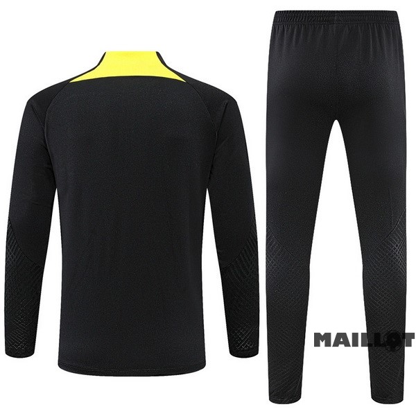 Foot Maillot Pas Cher Ensemble Complet Sudadera Entrainement Enfant Paris Saint Germain 2022 2023 Noir II Jaune