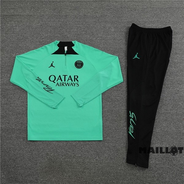 Foot Maillot Pas Cher Ensemble Complet Sudadera Entrainement Enfant Paris Saint Germain 2022 2023 Vert Noir
