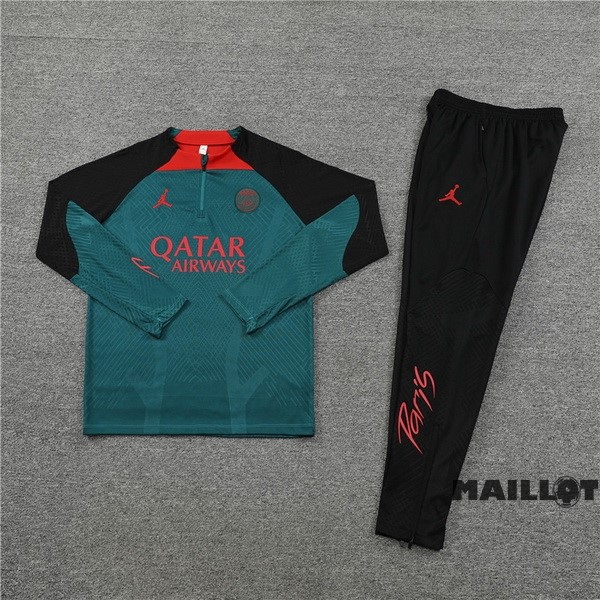 Foot Maillot Pas Cher Ensemble Complet Sudadera Entrainement Enfant Paris Saint Germain 2022 2023 Vert Noir
