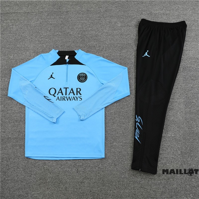 Foot Maillot Pas Cher Ensemble Complet Sudadera Entrainement Enfant Paris Saint Germain 2023 2024 Bleu Noir