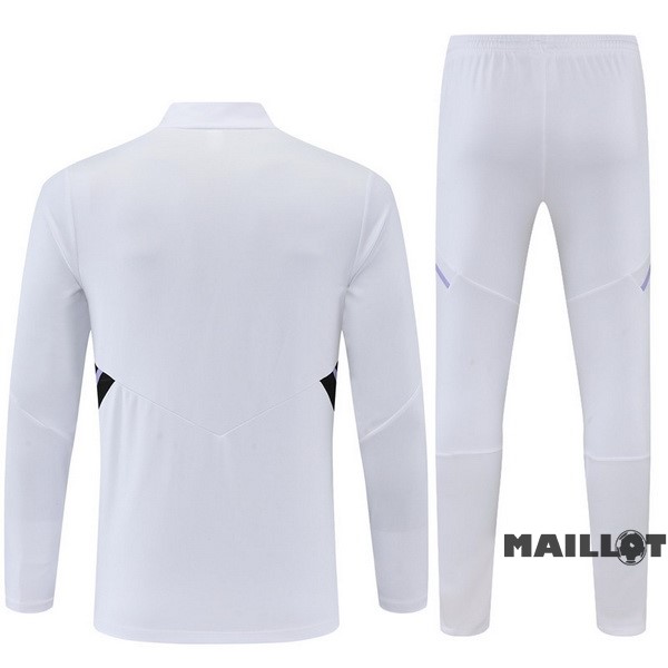 Foot Maillot Pas Cher Ensemble Complet Sudadera Entrainement Enfant Real Madrid 2022 2023 Blanc