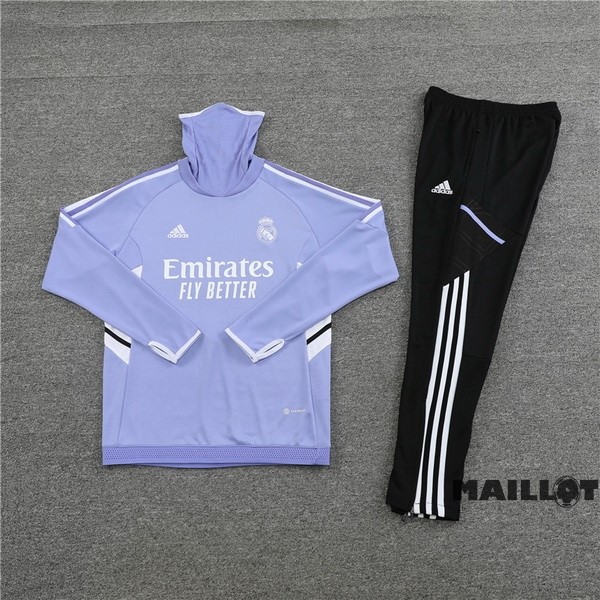 Foot Maillot Pas Cher Ensemble Complet Sudadera Entrainement Enfant Real Madrid 2022 2023 Purpura I Noir