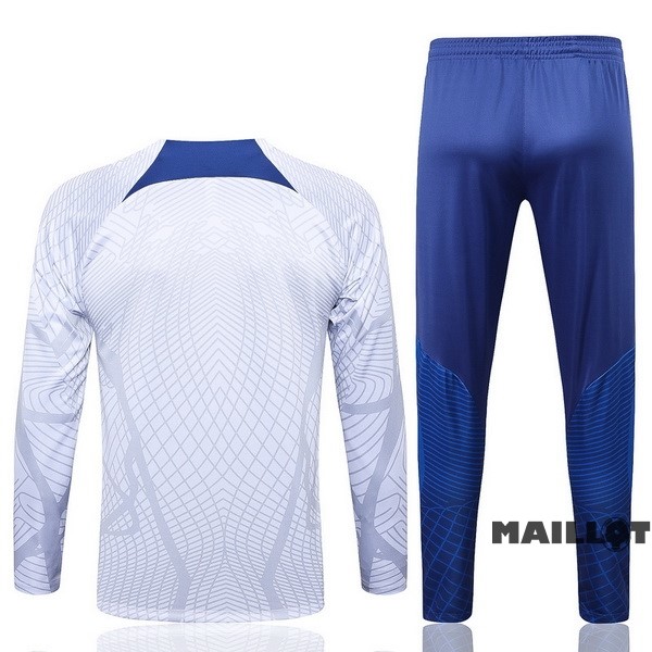 Foot Maillot Pas Cher Ensemble Complet Sudadera Entrainement France 2022 Blanc Bleu