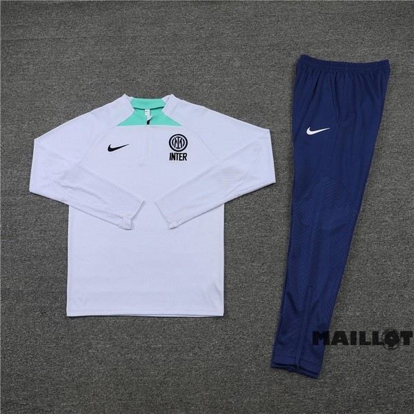Foot Maillot Pas Cher Ensemble Complet Sudadera Entrainement Inter Milán 2022 2023 Blanc Bleu