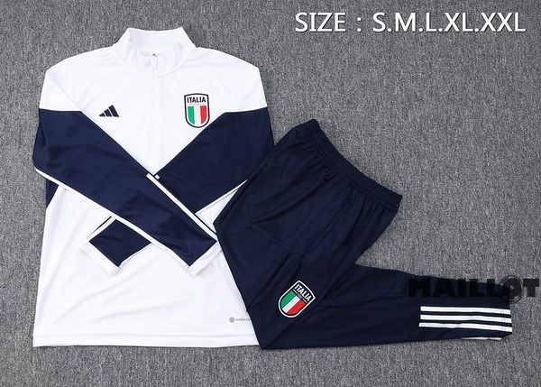 Foot Maillot Pas Cher Ensemble Complet Sudadera Entrainement Italie 2023 Blanc I Bleu Marine