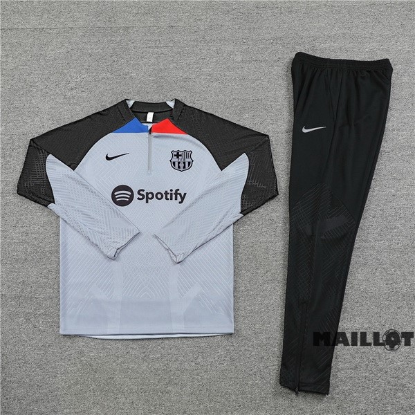 Foot Maillot Pas Cher Ensemble Complet Sudadera Entrainement Joueurs Barcelona 2022 2023 Gris Noir