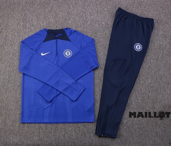 Foot Maillot Pas Cher Ensemble Complet Sudadera Entrainement Joueurs Chelsea 2022 2023 Bleu