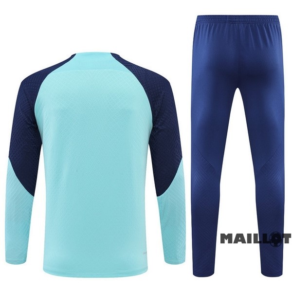Foot Maillot Pas Cher Ensemble Complet Sudadera Entrainement Joueurs Enfant Atlético Madrid 2022 2023 Bleu
