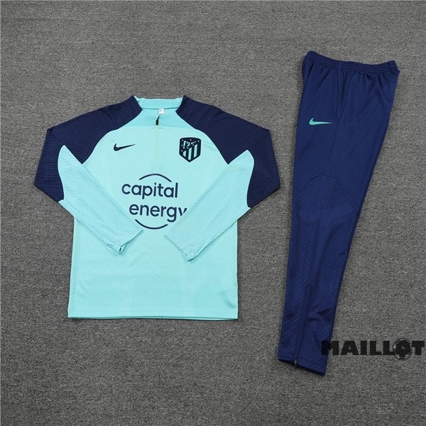 Foot Maillot Pas Cher Ensemble Complet Sudadera Entrainement Joueurs Enfant Atlético Madrid 2022 2023 Bleu