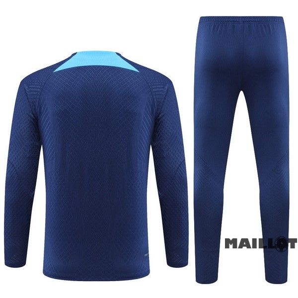 Foot Maillot Pas Cher Ensemble Complet Sudadera Entrainement Joueurs Enfant Barcelona 2022 2023 Bleu Marine