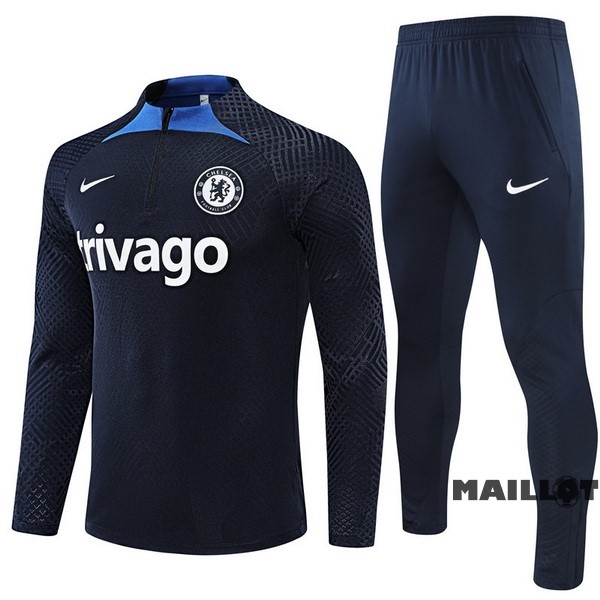 Foot Maillot Pas Cher Ensemble Complet Sudadera Entrainement Joueurs Enfant Chelsea 2022 2023 Bleu Marine