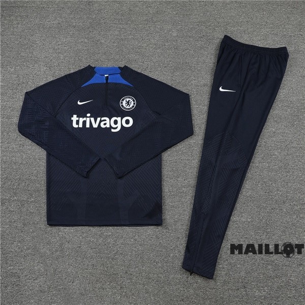 Foot Maillot Pas Cher Ensemble Complet Sudadera Entrainement Joueurs Enfant Chelsea 2022 2023 Bleu Marine