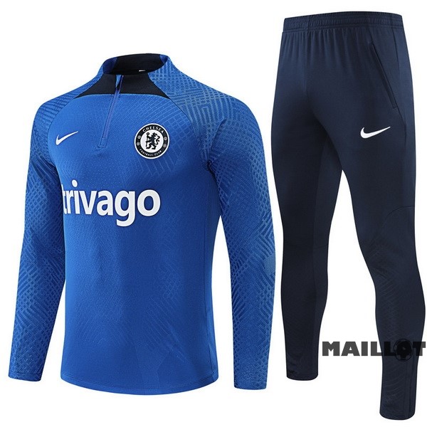 Foot Maillot Pas Cher Ensemble Complet Sudadera Entrainement Joueurs Enfant Chelsea 2022 2023 I Bleu