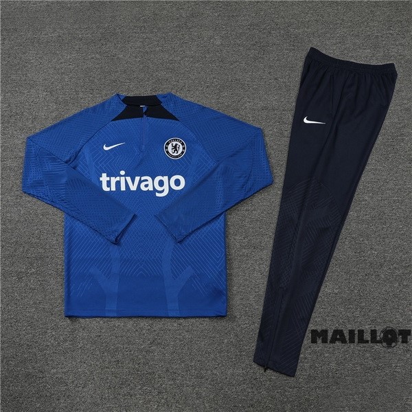 Foot Maillot Pas Cher Ensemble Complet Sudadera Entrainement Joueurs Enfant Chelsea 2022 2023 I Bleu