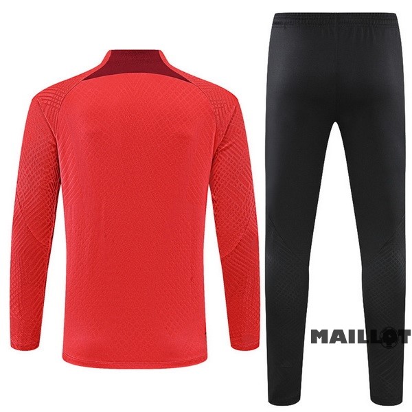 Foot Maillot Pas Cher Ensemble Complet Sudadera Entrainement Joueurs Enfant Liverpool 2022 2023 Rouge Noir