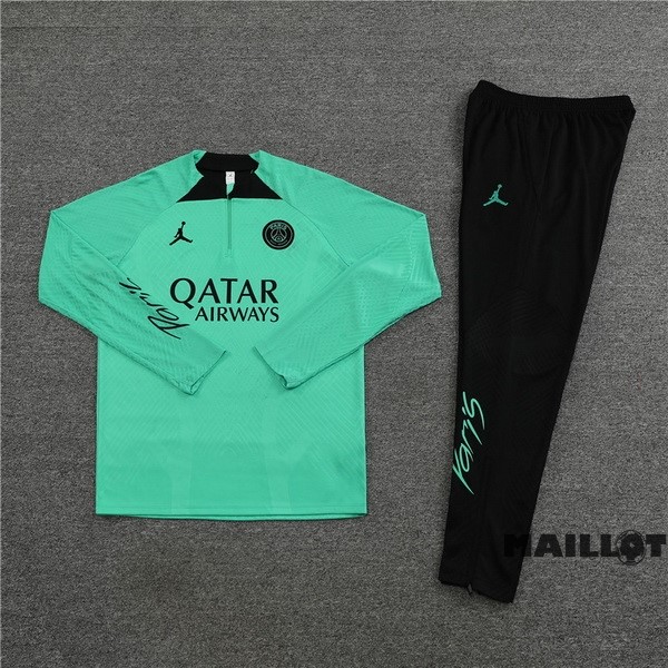 Foot Maillot Pas Cher Ensemble Complet Sudadera Entrainement Joueurs Enfant Paris Saint Germain 2022 2023 Vert Noir
