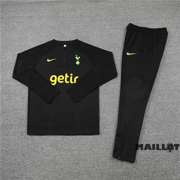 Foot Maillot Pas Cher Ensemble Complet Sudadera Entrainement Joueurs Enfant Tottenham Hotspur 2022 2023 Noir