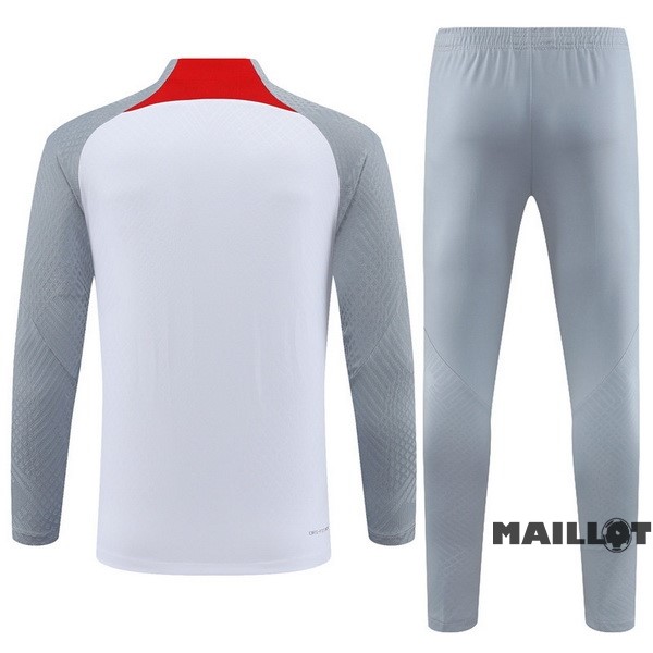 Foot Maillot Pas Cher Ensemble Complet Sudadera Entrainement Joueurs Liverpool 2022 2023 Gris Blanc