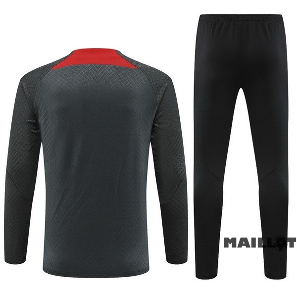 Foot Maillot Pas Cher Ensemble Complet Sudadera Entrainement Joueurs Paris Saint Germain 2022 2023 Gris Noir Rouge