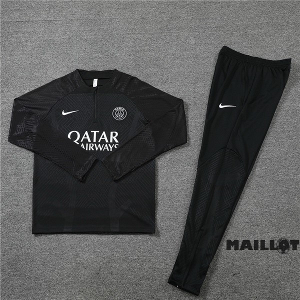 Foot Maillot Pas Cher Ensemble Complet Sudadera Entrainement Joueurs Paris Saint Germain 2022 2023 Noir