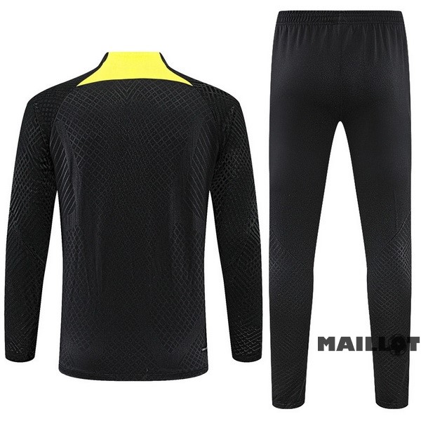 Foot Maillot Pas Cher Ensemble Complet Sudadera Entrainement Joueurs Paris Saint Germain 2022 2023 Noir II Jaune