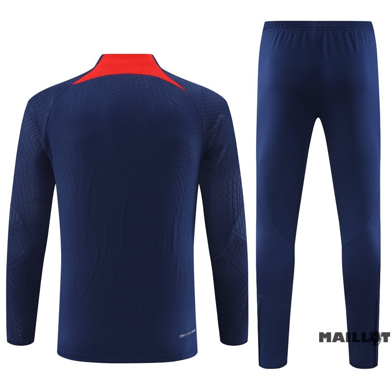 Foot Maillot Pas Cher Ensemble Complet Sudadera Entrainement Joueurs Paris Saint Germain 2023 2024 Bleu Marine Rouge