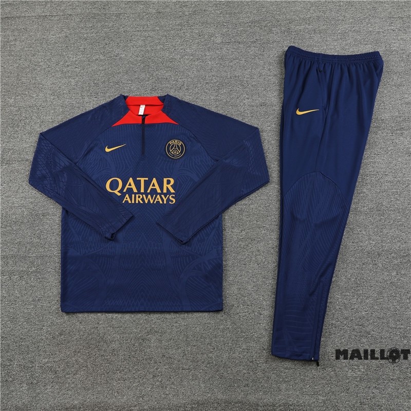 Foot Maillot Pas Cher Ensemble Complet Sudadera Entrainement Joueurs Paris Saint Germain 2023 2024 Bleu Marine Rouge