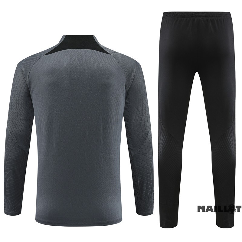 Foot Maillot Pas Cher Ensemble Complet Sudadera Entrainement Joueurs Paris Saint Germain 2023 2024 Gris Noir