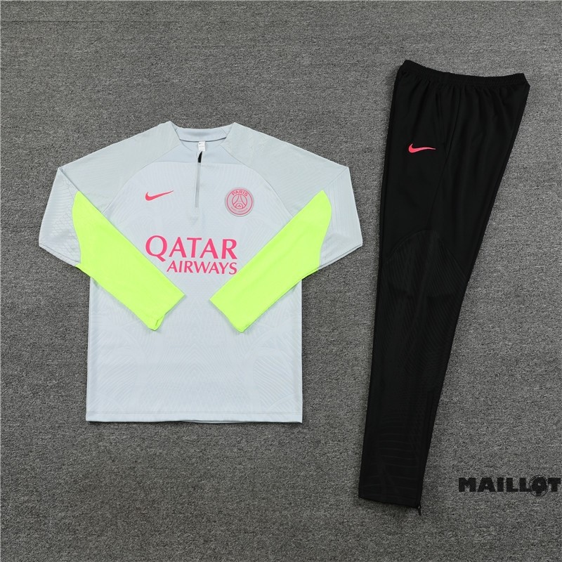 Foot Maillot Pas Cher Ensemble Complet Sudadera Entrainement Joueurs Paris Saint Germain 2023 2024 Gris Vert