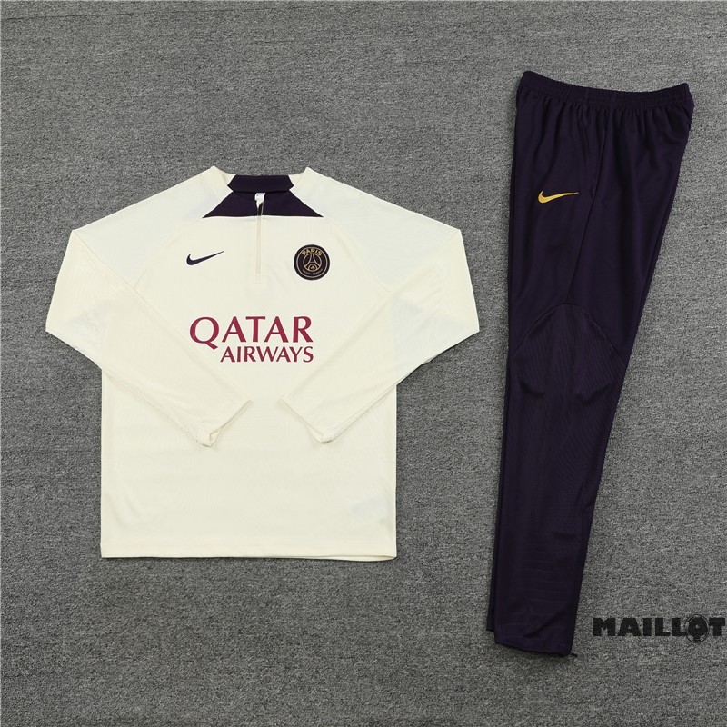 Foot Maillot Pas Cher Ensemble Complet Sudadera Entrainement Joueurs Paris Saint Germain 2023 2024 Jaune Purpura