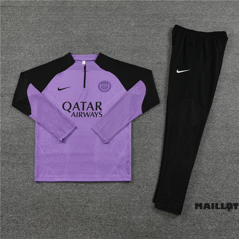 Foot Maillot Pas Cher Ensemble Complet Sudadera Entrainement Joueurs Paris Saint Germain 2023 2024 Purpura Noir