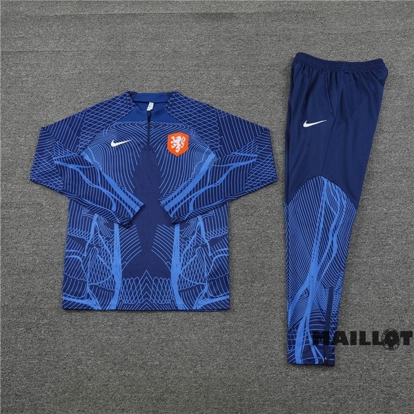 Foot Maillot Pas Cher Ensemble Complet Sudadera Entrainement Joueurs Pays Bas 2022 III Bleu