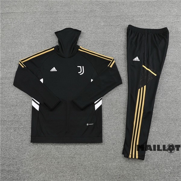 Foot Maillot Pas Cher Ensemble Complet Sudadera Entrainement Juventus 2022 2023 Noir Blanc