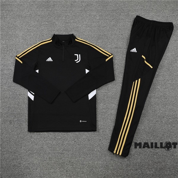 Foot Maillot Pas Cher Ensemble Complet Sudadera Entrainement Juventus 2022 2023 Noir I Blanc