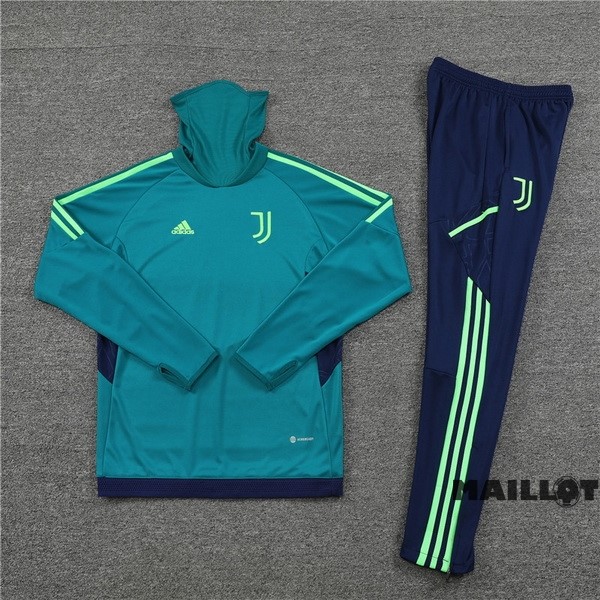 Foot Maillot Pas Cher Ensemble Complet Sudadera Entrainement Juventus 2022 2023 Vert II Bleu