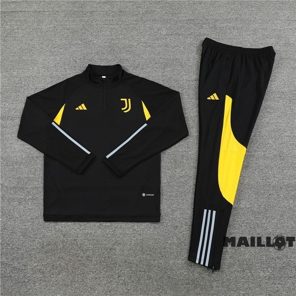 Foot Maillot Pas Cher Ensemble Complet Sudadera Entrainement Juventus 2023 2024 Noir Jaune