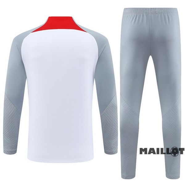 Foot Maillot Pas Cher Ensemble Complet Sudadera Entrainement Liverpool 2022 2023 Gris Blanc