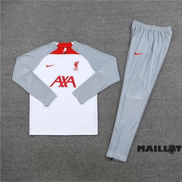 Foot Maillot Pas Cher Ensemble Complet Sudadera Entrainement Liverpool 2022 2023 Gris Blanc