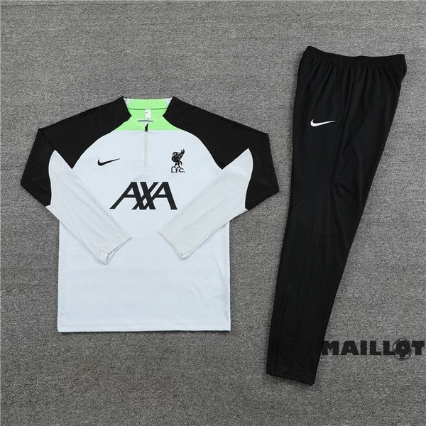 Foot Maillot Pas Cher Ensemble Complet Sudadera Entrainement Liverpool 2023 2024 Gris I Noir Vert