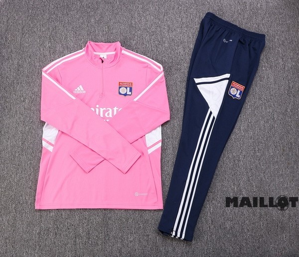 Foot Maillot Pas Cher Ensemble Complet Sudadera Entrainement Lyon 2022 2023 Rose Bleu