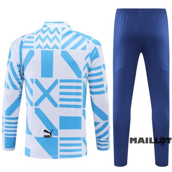 Foot Maillot Pas Cher Ensemble Complet Sudadera Entrainement Manchester City 2022 2023 Blanc Bleu